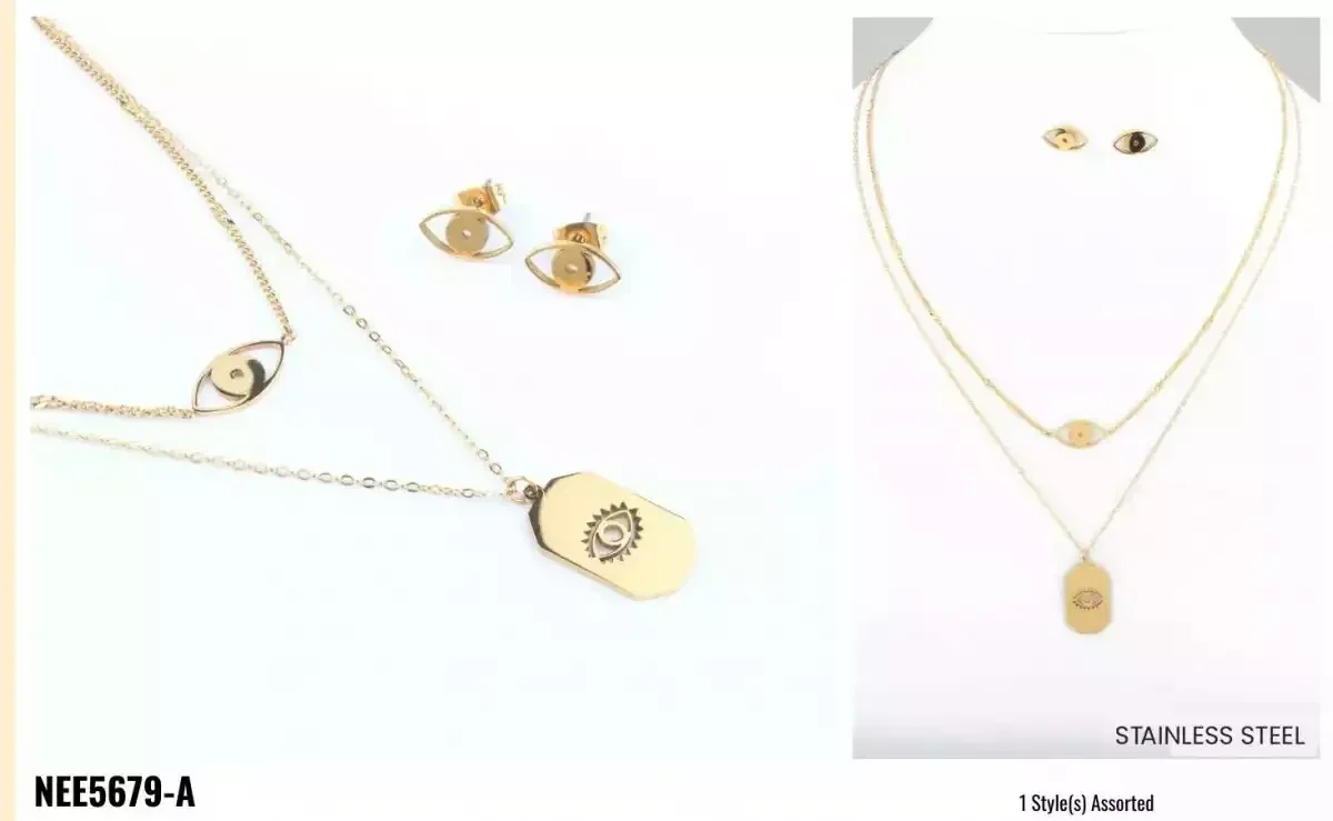 SET COLLAR STAINLESS STEEL GOLD 5679