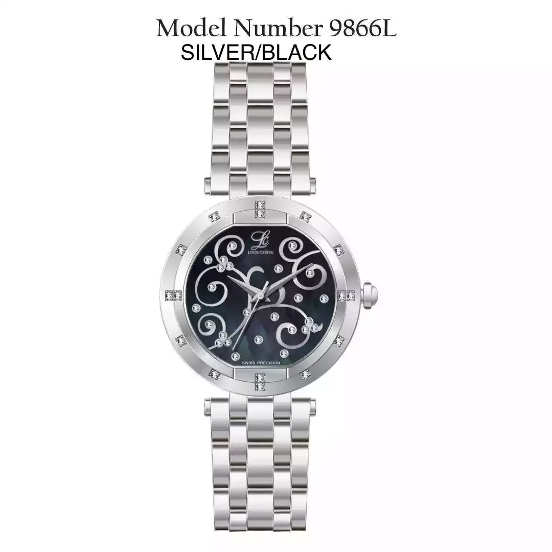 Louis Cardin Watch Model 9866 SILVER/ BLACK Female