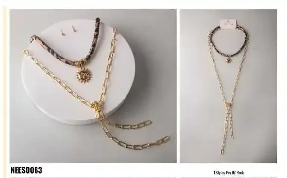 NECKLACE SET STAINLESS STEEL GOLD NEES0063