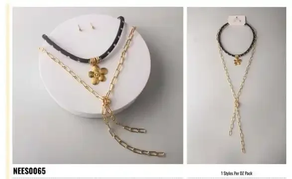 NECKLACE SET STAINLESS STEEL GOLD NEES0065