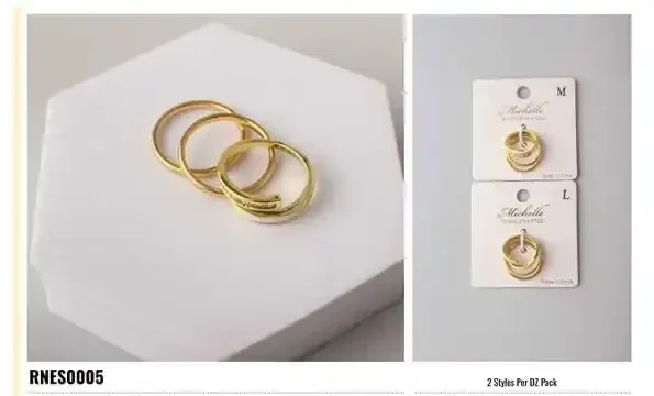 RING STAINLESS STEEL GOLD RNES0005