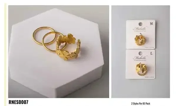 RING STAINLESS STEEL GOLD RNES0007