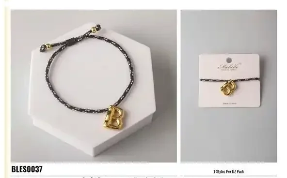 BRAZALETE STAINLESS STEEL CORDON & LETRA BLES0038 WHITE/ GOLD