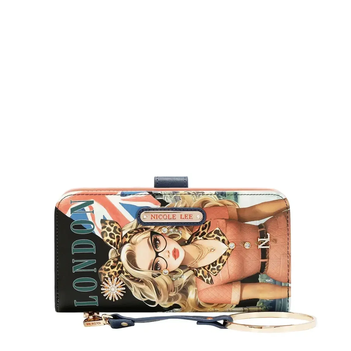 WALLET NICOLE LEE BIFOLD WALLET WRISTLET PRT6700 LONDON EYE BLACK
